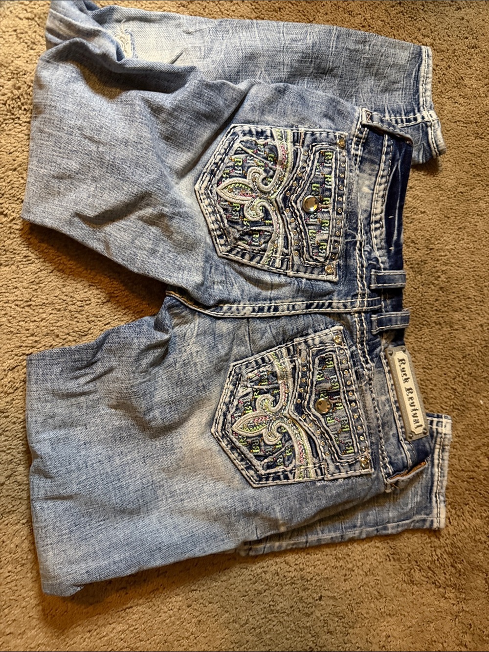 Rock Revival Light Blue Embroidered Skinny Jeans